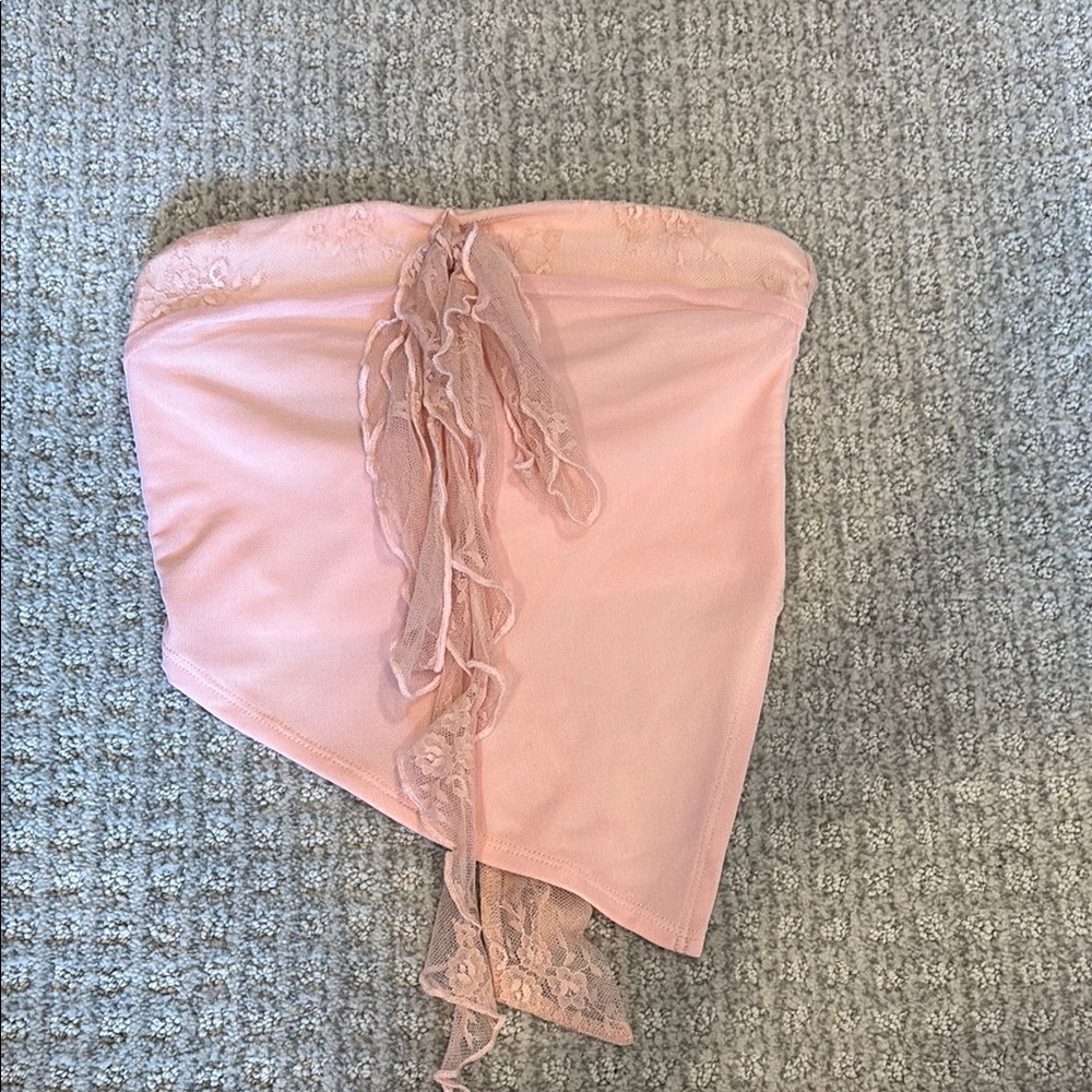 Never Worn Tiger Mist Pink Lace Strapless Top